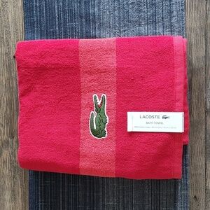 NEW LACOSTE Bath Towel Red